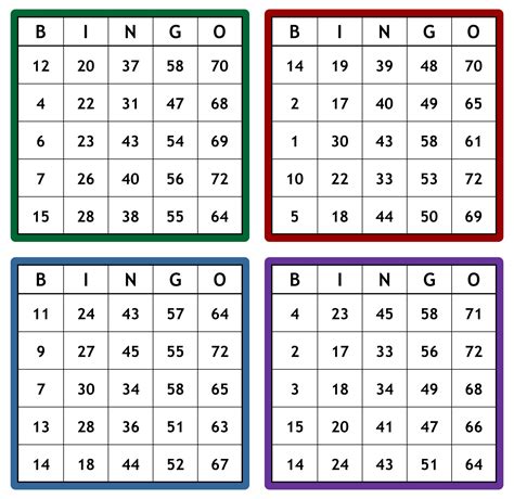 Printable Number Bingo Cards 1 30
